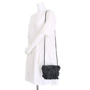 T Tahari 3D Greta Leather Flowers Black Crossbody Handbag